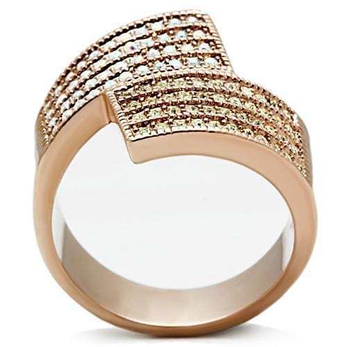 GL229 - IP Rose Gold(Ion Plating) Brass Ring with Top Grade Crystal in Multi Color - Alamode - Flyclothing LLC