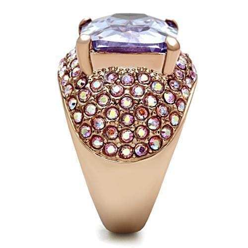 GL230 - IP Rose Gold(Ion Plating) Brass Ring with AAA Grade CZ in Light Amethyst - Alamode - Flyclothing LLC