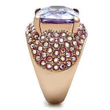 GL230 - IP Rose Gold(Ion Plating) Brass Ring with AAA Grade CZ in Light Amethyst - Alamode - Flyclothing LLC