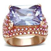 GL230 - IP Rose Gold(Ion Plating) Brass Ring with AAA Grade CZ in Light Amethyst - Alamode