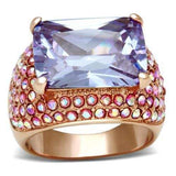 GL230 - IP Rose Gold(Ion Plating) Brass Ring with AAA Grade CZ in Light Amethyst - Alamode - Flyclothing LLC