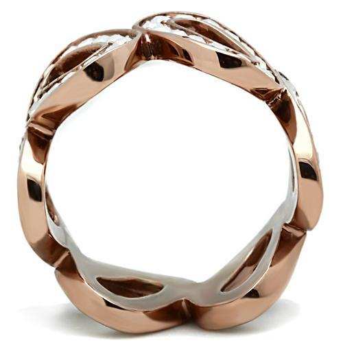 GL232 - IP Rose Gold(Ion Plating) Brass Ring with Top Grade Crystal in Aurora Borealis (Rainbow Effect) - Alamode - Flyclothing LLC