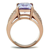 GL236 - IP Rose Gold(Ion Plating) Brass Ring with AAA Grade CZ in Light Amethyst - Alamode - Flyclothing LLC