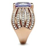 GL236 - IP Rose Gold(Ion Plating) Brass Ring with AAA Grade CZ in Light Amethyst - Alamode - Flyclothing LLC