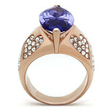 GL241 - IP Rose Gold(Ion Plating) Brass Ring with AAA Grade CZ in Tanzanite - Alamode - Flyclothing LLC