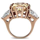 GL243 - IP Rose Gold(Ion Plating) Brass Ring with AAA Grade CZ in Champagne - Alamode - Flyclothing LLC