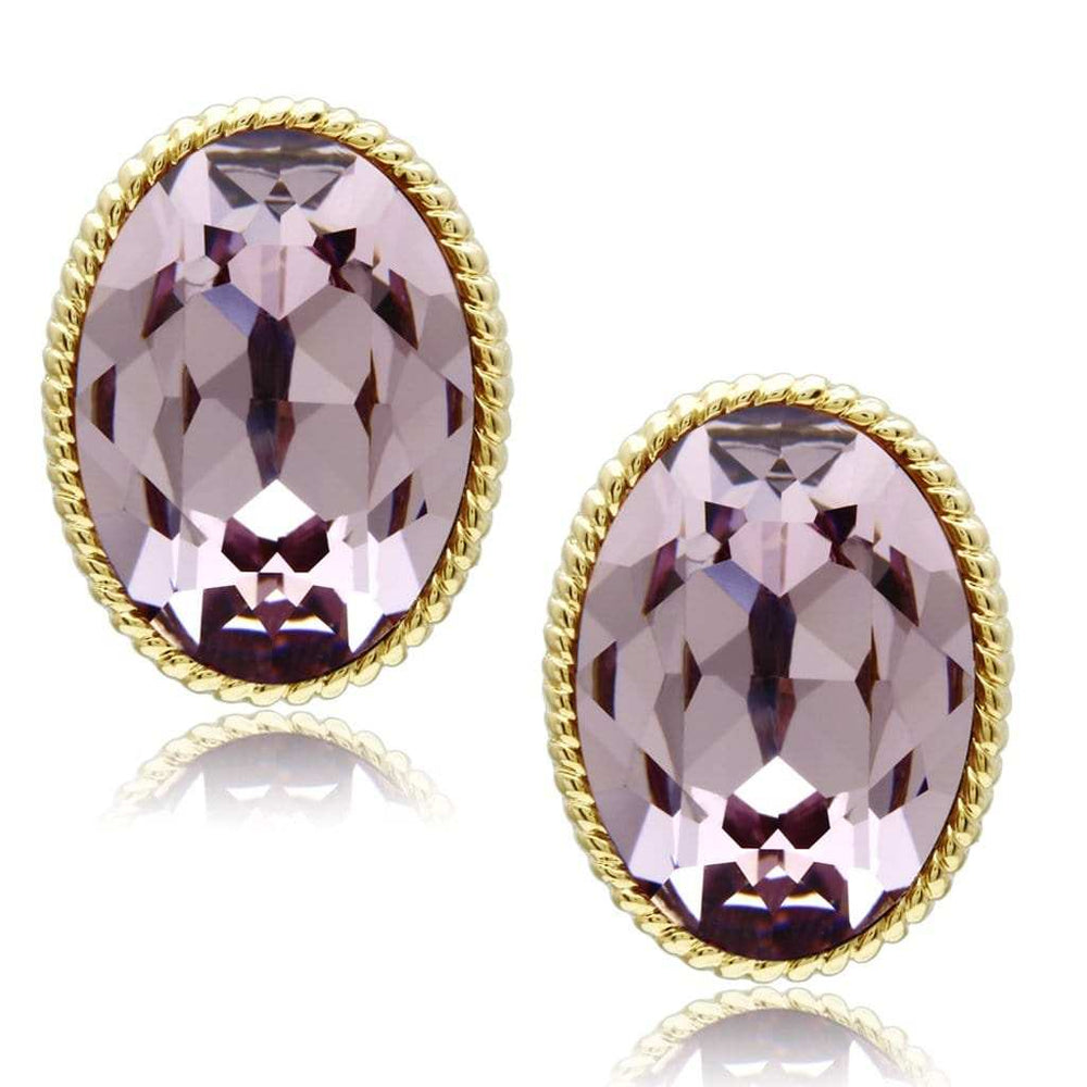 GL258 - IP Gold(Ion Plating) Brass Earrings with Top Grade Crystal in Light Amethyst - Alamode - Flyclothing LLC