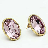 GL258 - IP Gold(Ion Plating) Brass Earrings with Top Grade Crystal in Light Amethyst - Alamode - Flyclothing LLC