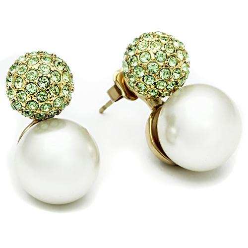 GL264 - IP Gold(Ion Plating) Brass Earrings with Synthetic Pearl in White - Alamode - Flyclothing LLC