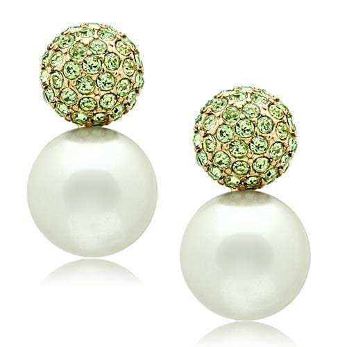 GL264 - IP Gold(Ion Plating) Brass Earrings with Synthetic Pearl in White - Alamode - Flyclothing LLC