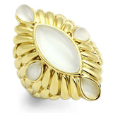 GL294 - IP Gold(Ion Plating) Brass Ring with Synthetic Cat Eye in White - Alamode - Flyclothing LLC