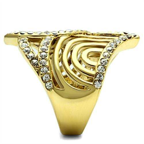 GL296 - IP Gold(Ion Plating) Brass Ring with Top Grade Crystal in Clear - Alamode - Flyclothing LLC