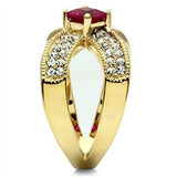 GL298 - IP Gold(Ion Plating) Brass Ring with AAA Grade CZ in Ruby - Alamode - Flyclothing LLC
