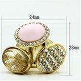 GL301 - IP Gold(Ion Plating) Brass Ring with Top Grade Crystal in Multi Color - Alamode - Flyclothing LLC