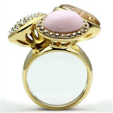 GL301 - IP Gold(Ion Plating) Brass Ring with Top Grade Crystal in Multi Color - Alamode - Flyclothing LLC