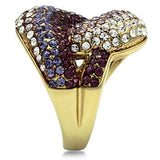 GL306 - IP Gold(Ion Plating) Brass Ring with Top Grade Crystal in Multi Color - Alamode - Flyclothing LLC