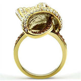 GL307 - IP Gold(Ion Plating) Brass Ring with Top Grade Crystal in Multi Color - Alamode - Flyclothing LLC