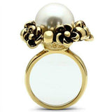 GL308 - IP Gold(Ion Plating) Brass Ring with Synthetic Pearl in White - Alamode - Flyclothing LLC