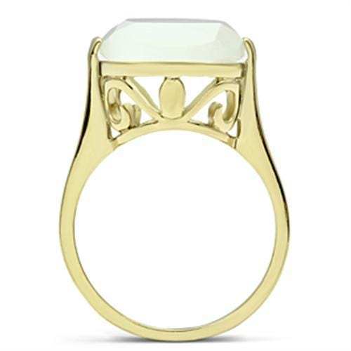 GL309 - IP Gold(Ion Plating) Brass Ring with Synthetic Cat Eye in White - Alamode - Flyclothing LLC