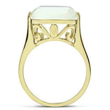 GL309 - IP Gold(Ion Plating) Brass Ring with Synthetic Cat Eye in White - Alamode - Flyclothing LLC