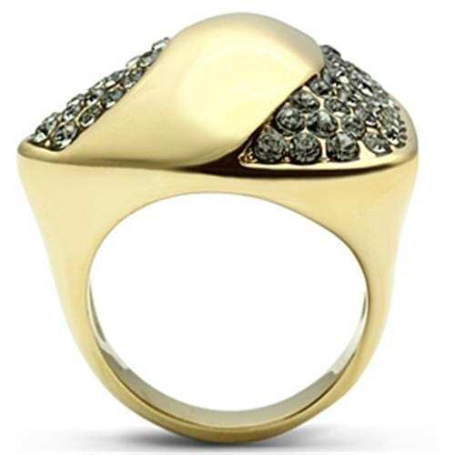 GL311 - IP Gold(Ion Plating) Brass Ring with Top Grade Crystal in Black Diamond - Alamode - Flyclothing LLC