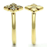 GL319 - IP Gold(Ion Plating) Brass Ring with Top Grade Crystal in Clear - Alamode - Flyclothing LLC