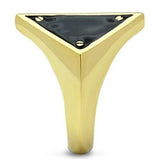 GL325 - IP Gold(Ion Plating) Brass Ring with Epoxy in Jet - Alamode - Flyclothing LLC