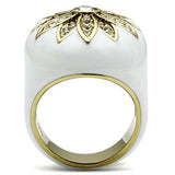 GL326 - IP Gold(Ion Plating) Brass Ring with Top Grade Crystal in Clear - Alamode - Flyclothing LLC