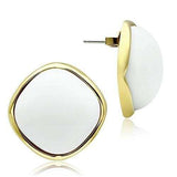 GL338 - IP Gold(Ion Plating) Brass Earrings with Synthetic Synthetic Glass in White - Alamode - Flyclothing LLC