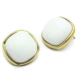 GL338 - IP Gold(Ion Plating) Brass Earrings with Synthetic Synthetic Glass in White - Alamode - Flyclothing LLC