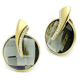 GL343 - IP Gold(Ion Plating) Brass Earrings with Synthetic Synthetic Glass in Black Diamond - Alamode - Flyclothing LLC