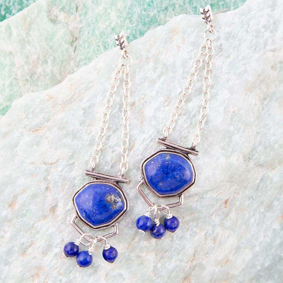 Go West Blue Lapis and Sterling Silver Drop Earrings - Barse Jewelry - Flyclothing LLC