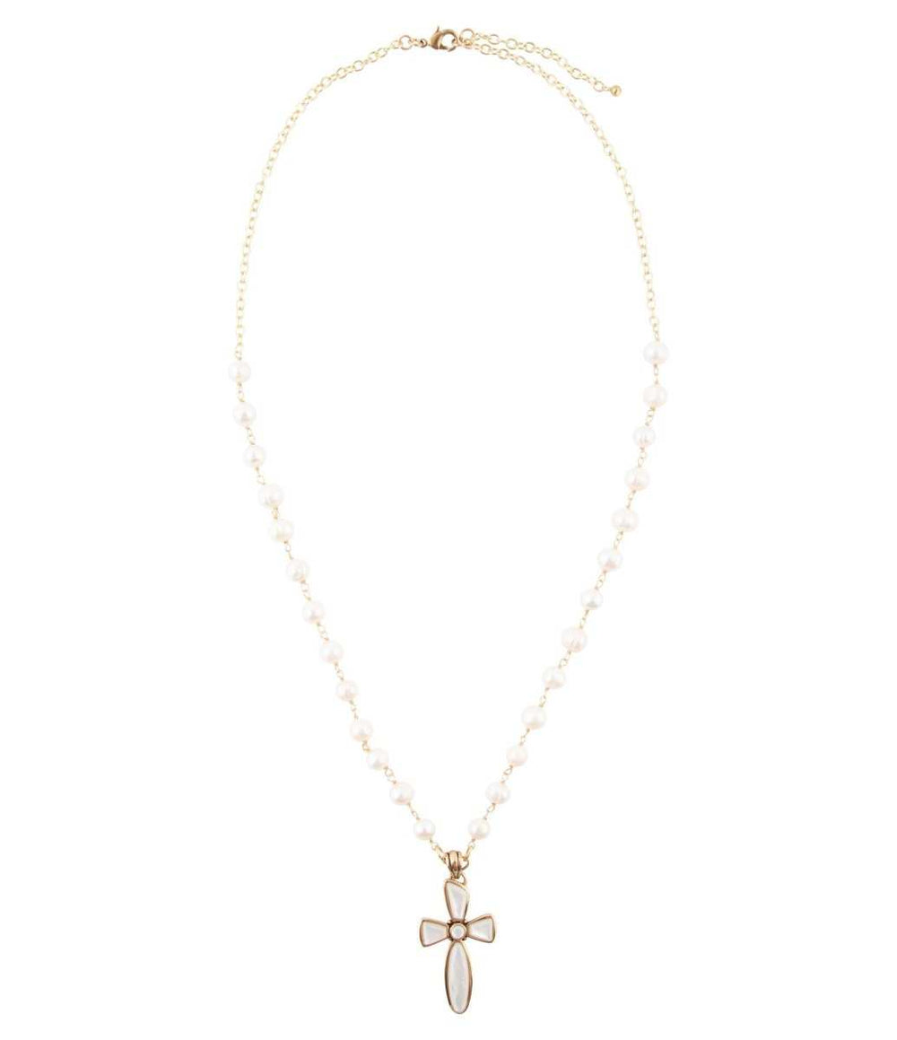 Las Cruces White Pearl Cross Pendant Necklace - Barse Jewelry - Flyclothing LLC