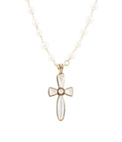 Las Cruces White Pearl Cross Pendant Necklace - Barse Jewelry - Flyclothing LLC