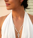 Las Cruces White Pearl Cross Pendant Necklace - Barse Jewelry - Flyclothing LLC