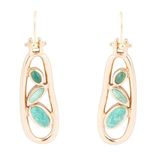 Golden Drop Green Stones Earrings - Barse Jewelry - Flyclothing LLC