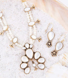 Golden Flower and White Mother of Pearl Drop Earrings - Barse Jewelry - Flyclothing LLC