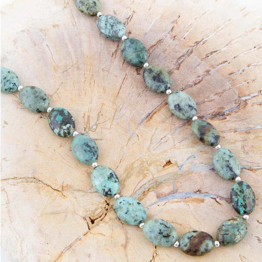 Green African Turquoise Slip On Sterling Silver Necklace - Barse Jewelry - Flyclothing LLC