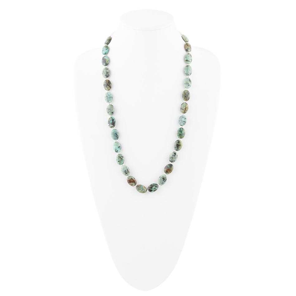 Green African Turquoise Slip On Sterling Silver Necklace - Barse Jewelry - Flyclothing LLC