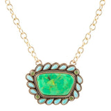 Legacy Lime Green and Blue Turquoise Golden Pendant Necklace - Barse Jewelry - Flyclothing LLC