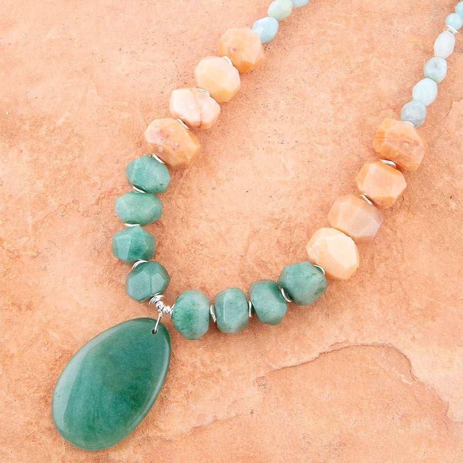 Green Aventurine Bold Pendant Necklace - Barse Jewelry - Flyclothing LLC