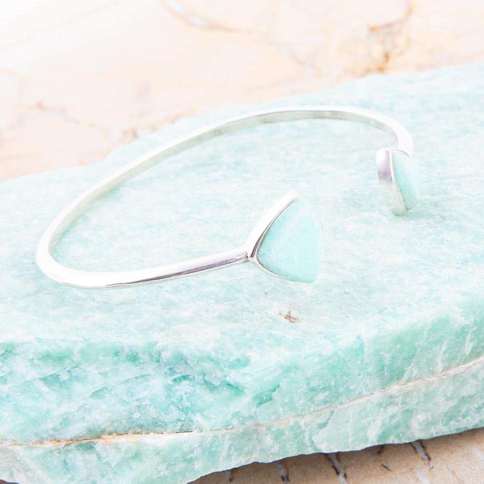 Green Chrysophase Open Sterling Silver Cuff Bracelet - Barse Jewelry - Flyclothing LLC