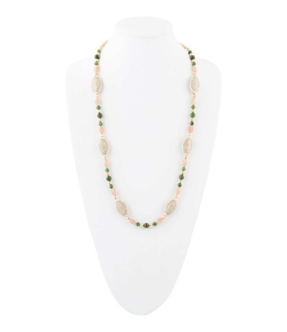 Green Jade and Pink Sunstone Golden Necklace - Barse Jewelry - Flyclothing LLC