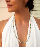 Green Jade and Pink Sunstone Golden Necklace - Barse Jewelry - Flyclothing LLC