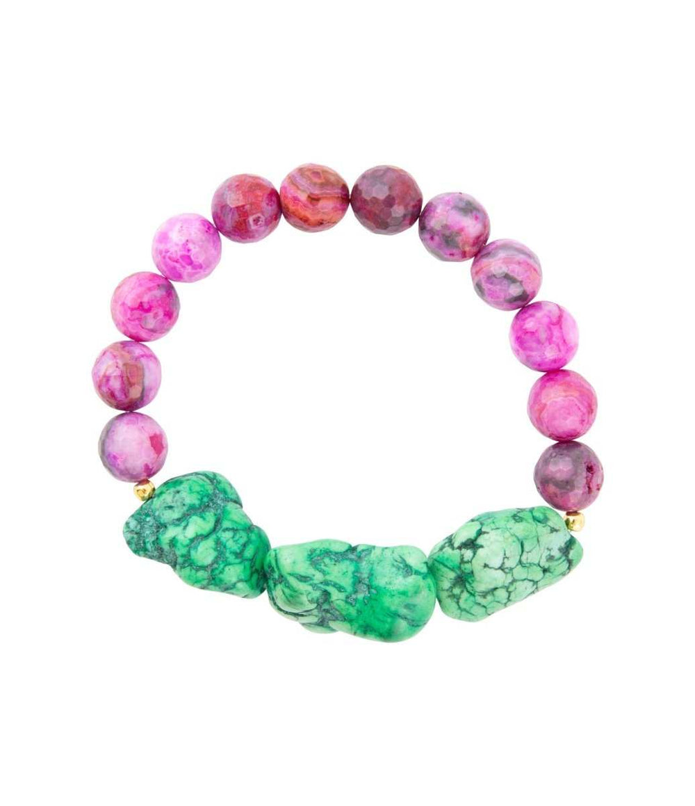 Pink Lace Agate Lime Golden Stretch Bracelet - Barse Jewelry - Flyclothing LLC