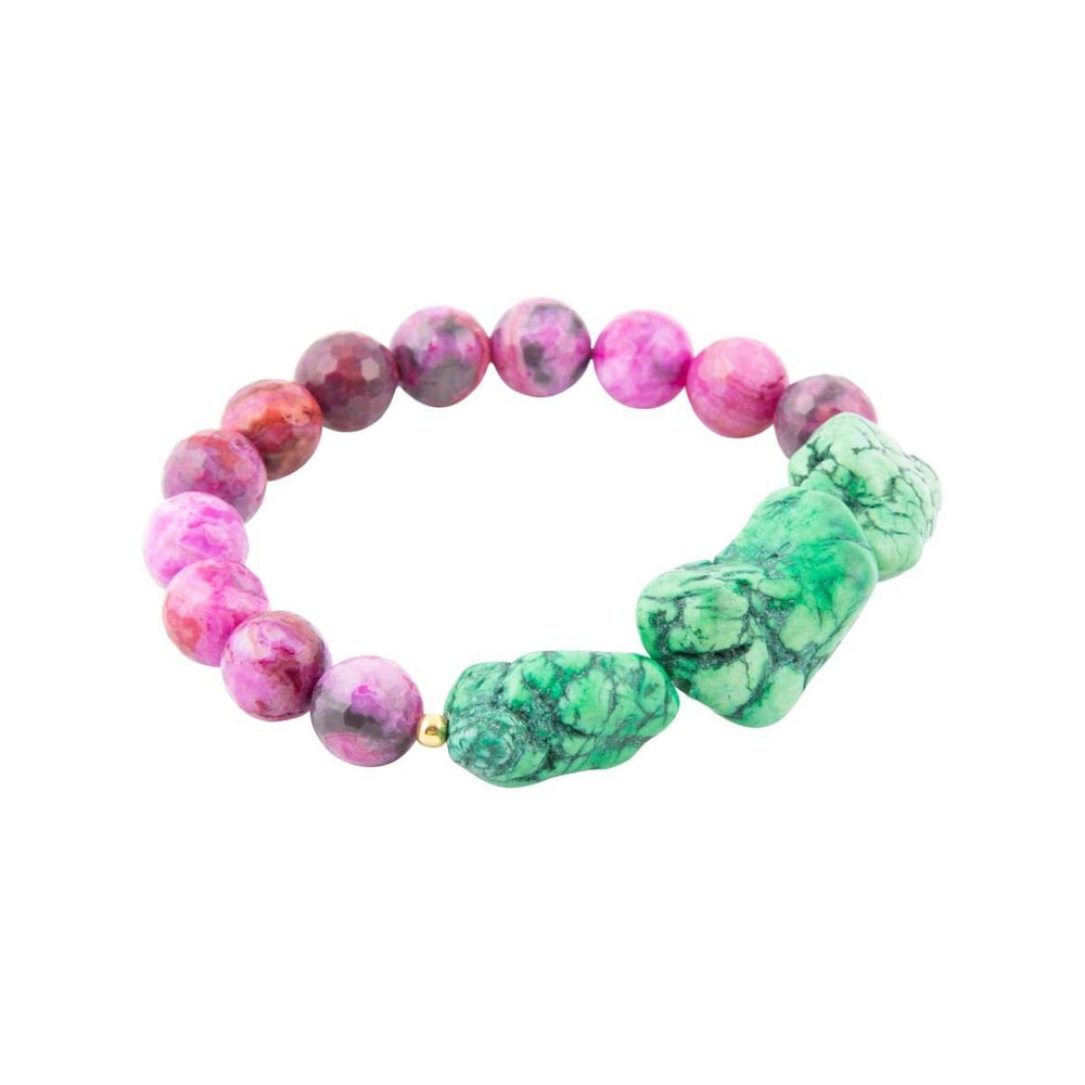 Pink Lace Agate Lime Golden Stretch Bracelet - Barse Jewelry - Flyclothing LLC