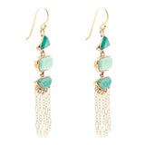 Green Multi Stone Golden Drop Earrings - Barse Jewelry - Flyclothing LLC