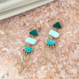 Green Multi Stone Golden Drop Earrings - Barse Jewelry - Flyclothing LLC