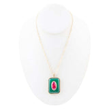 Green Onyx Stacked Red Quartz Golden Pendant Necklace - Barse Jewelry - Flyclothing LLC