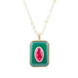 Green Onyx Stacked Red Quartz Golden Pendant Necklace - Barse Jewelry - Flyclothing LLC